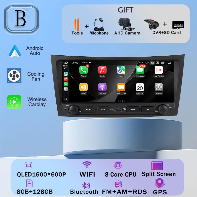 Écran Android 16 de 9,3 pouces pour Mercedes Benz Classe E W211 E200 E220 E300 E350 E240 E270 E280 Classe CLS W219 2002 - 2009 WiFi 4G CarPlay