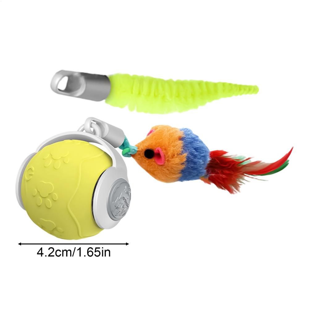 

Interactive Cat Ball 3 Modes Electric Scratcher With Tail Electric Electric Cat Toy For Teeth Grinding Self Entertainment жовтий