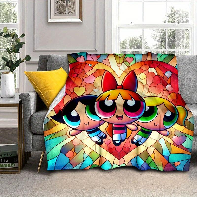 

1pcPowerpuff Stained Glass Design Soft Comfortable Blanket - Perfect for Home Decor, All Seasons, and a Thoughtful Gift IdeaA04306m 130cmx150cm