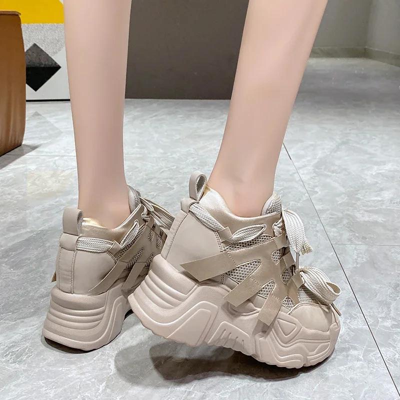 Høye Plattform Sneakers Kvinner Tykk Såle Sport Damer Treningssko Vulkaniserte Sko Kvinne Chunky Sneakers Zapatillas Mujer