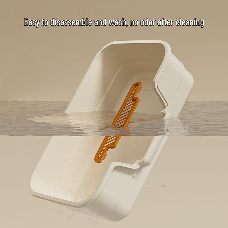 Extra Large Splash-Proof High-Sided Cat Litter Box, Semi-Enclosed & Easy to Clean