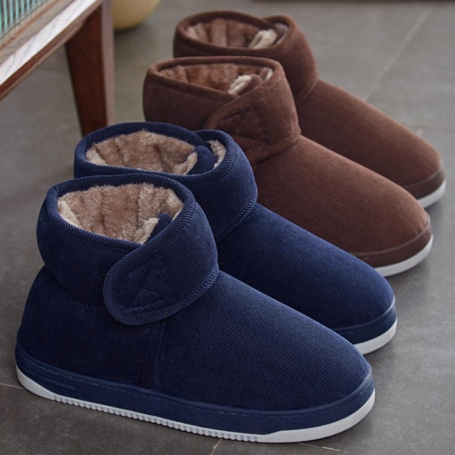Thickening and Warm Men's Boots for Middle-aged and Elderly Men and Women, Non-slip Home Cotton Shoes Platform Boots