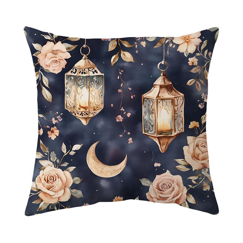 Golden Moon Print Pillow Cover Super Soft Short Plush Retro Home Sofa Decorative Cushion Cover