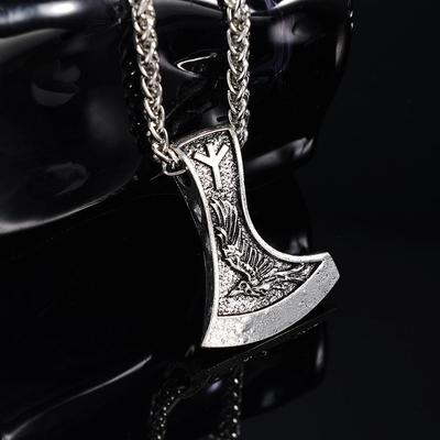 Nordic Series Viking Retro Double-sided Flying Eagle Silver Wolf Tomahawk Titanium Steel Pendant Fashion Personality Trend Pendant