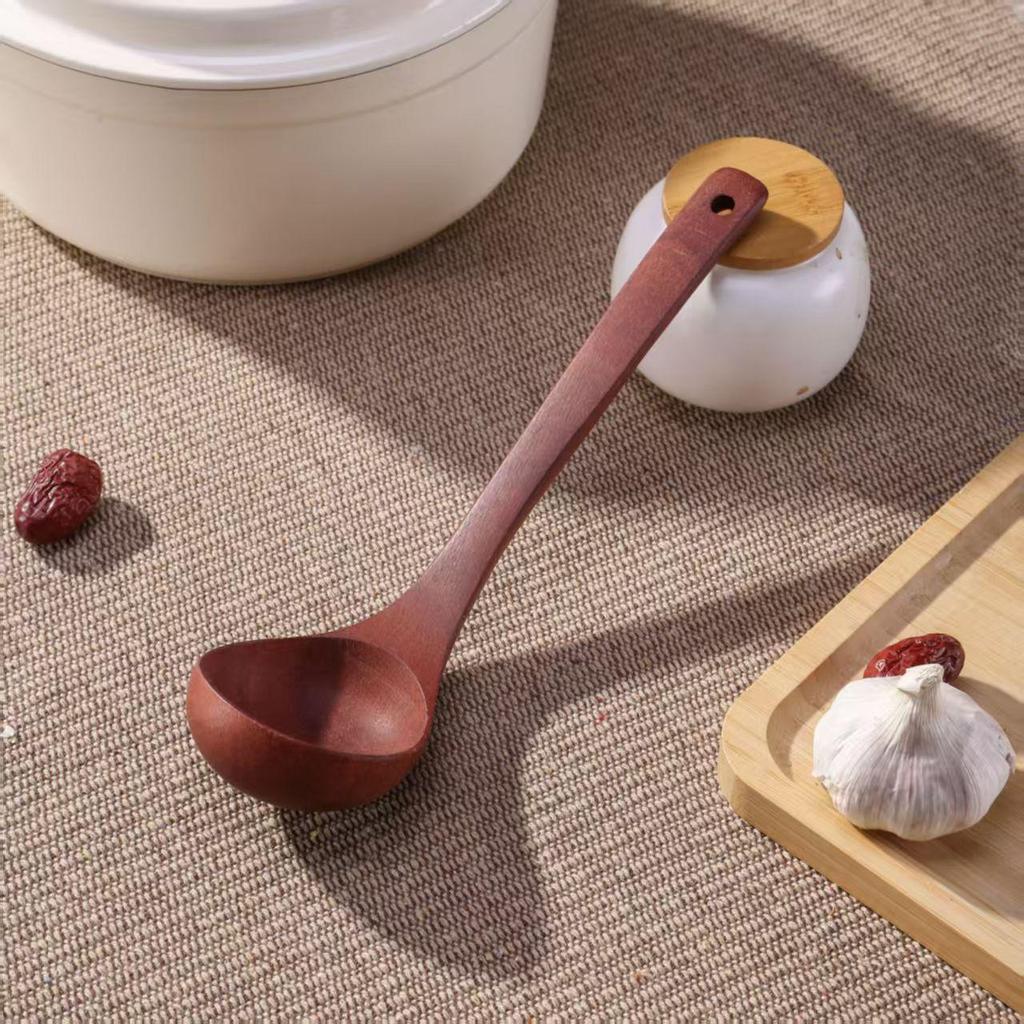 Suppenkelle & Reislöffel aus Ebenholz, Antihaftbeschichtet, Langer Griff, Japanischer Stil.
