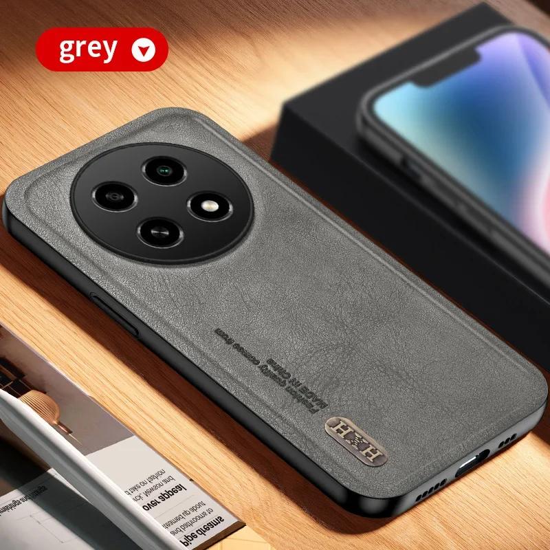 

For Realme 12X 5G Back Cover Skin Feel Shockproof Magnetic Phone PU Leather Case Soft Fundas For Realme 12X For Realme 12X серый