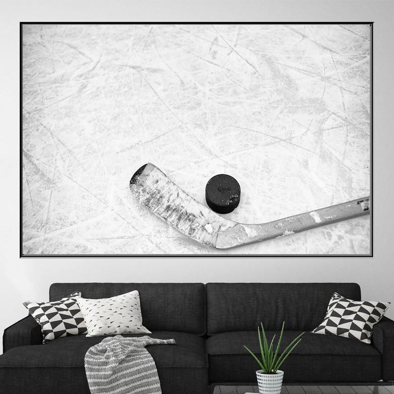 Modern Stick On Ice Hockey Canvas Painting Winter Sport Posters and Prints Hockey Player Wall Art for Living Room Home Decor