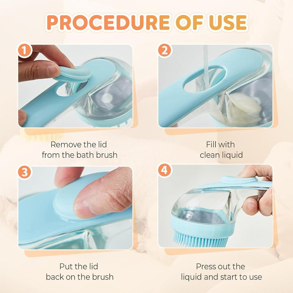 Spazzola da Bagno per Animali Domestici, Spazzola da Bagno 2 in 1 per Cani con Dispenser Integrato per Shampoo, Spazzola per Lavaggio Animali Domestici per Bagno Cane, Spazzola Massaggiante perToelettatura Cani a Pelo Lungo Corto