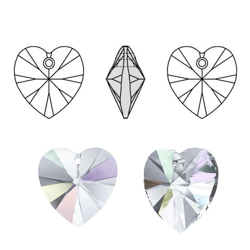 Best Quality 14mm 28pcs/pack 6228 Heart Pendant Austria Charms Crystal Heart Beads Gems for Jewelry Accessories Earring Making