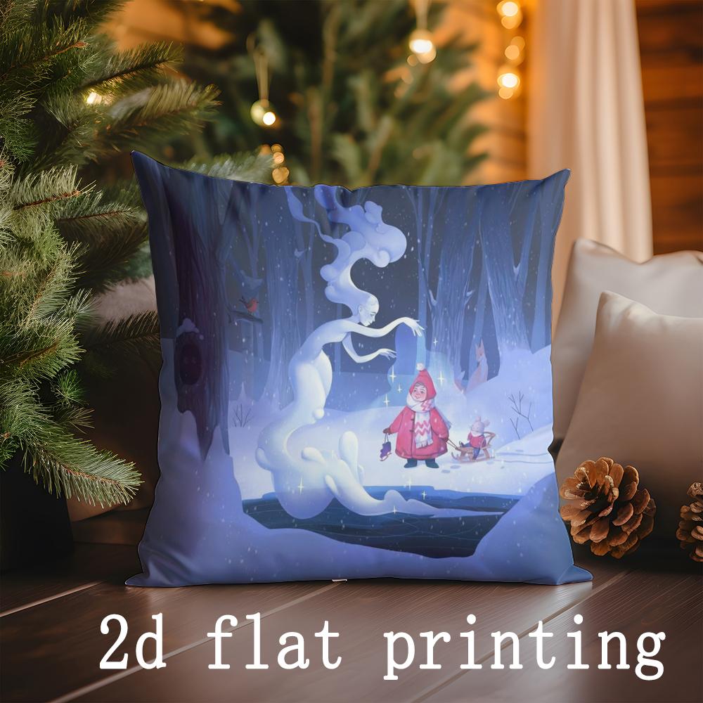 Home Decor Christmas-themed Winter Scenes Pillow Covers Pattern Cushion Cover Suitable for Sofa Bedroom Car Pillow Cover