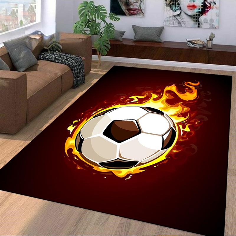 Fiery Soccer Ball Printed Carpet for Bedroom and Living Room Decor Suitable for Use As an Anti-slip for Living Room Bedroom Sofas