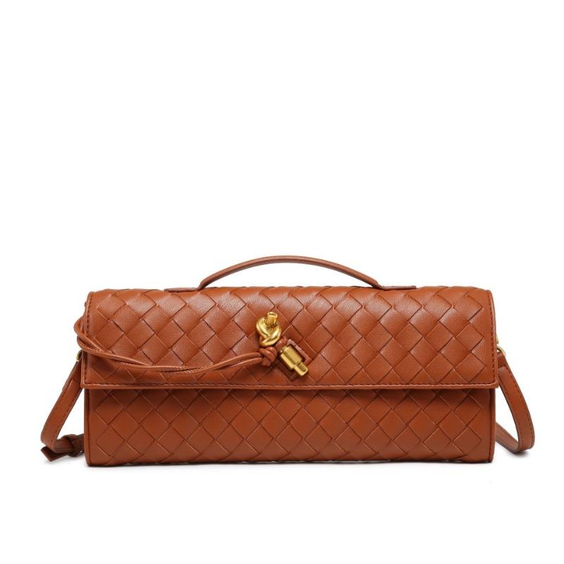 Handwoven Bag Soft Leather Lock Dinner Bag Medieval Baguette Bag Long Fashion