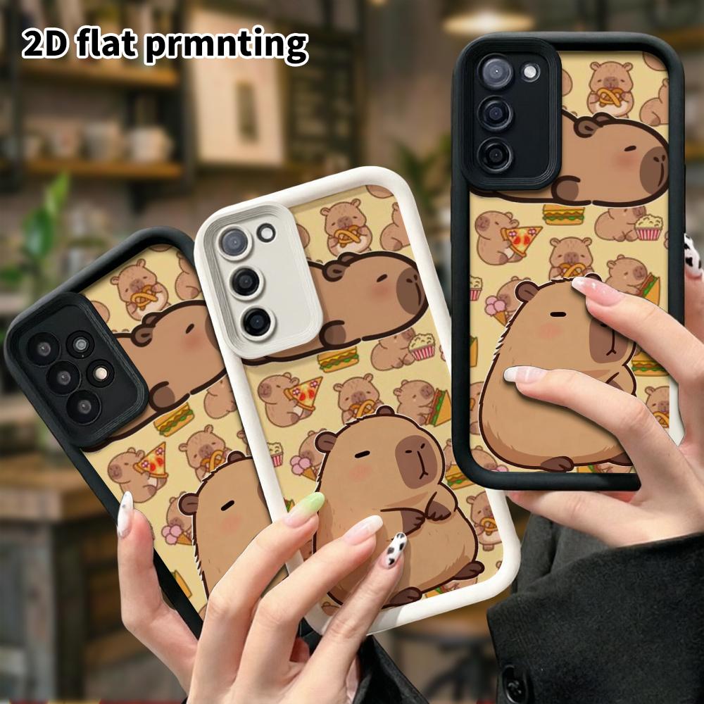 Phone Case: 2D Flat Samsung Galaxy A34 A35 M05 M06 S20 S22 S21 FE Plus 5G Stepped Protective Case, Foodie-pattern Capybara, Christmas and Halloween Gi