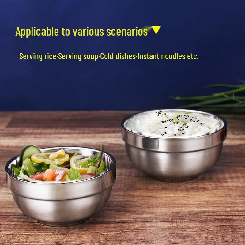 Churong 304 Stainless Steel Double-Layer Anti-Scald Bowl