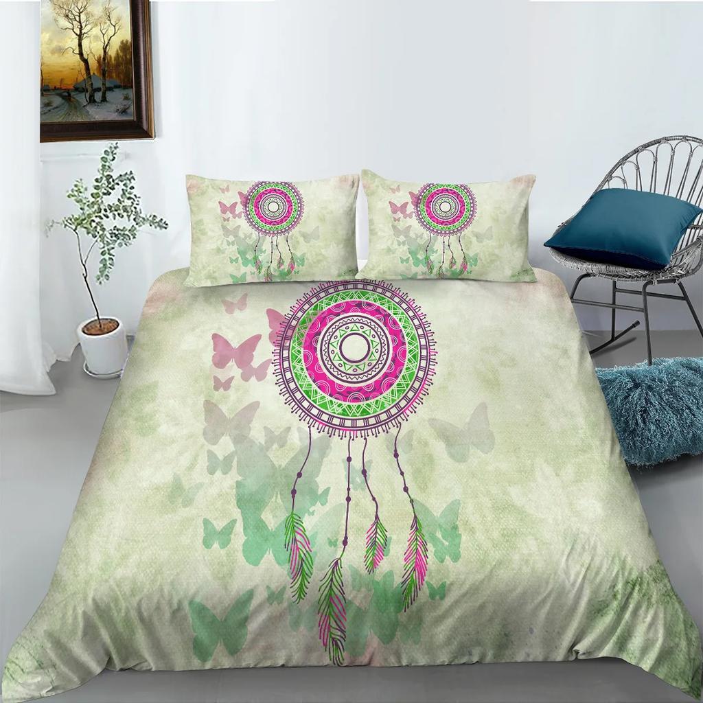 Colorful Dream Catcher Fish And Feather Dreamlike Duvet Cover Boho Polyester Quilt Cover For Girls Women For Bedroom Decorations
