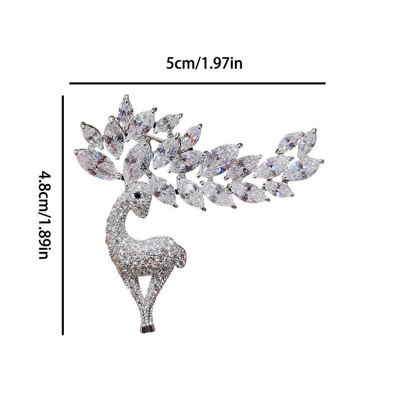 Fashion Rhinestone Deer Shaped Brooch Exquisite Shiny Pin Corsage For Women Girls Clothing Coat Wedding Accessories Gifts