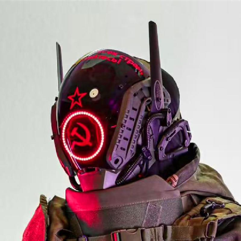 Tactical Soviet Helmet with LED Red