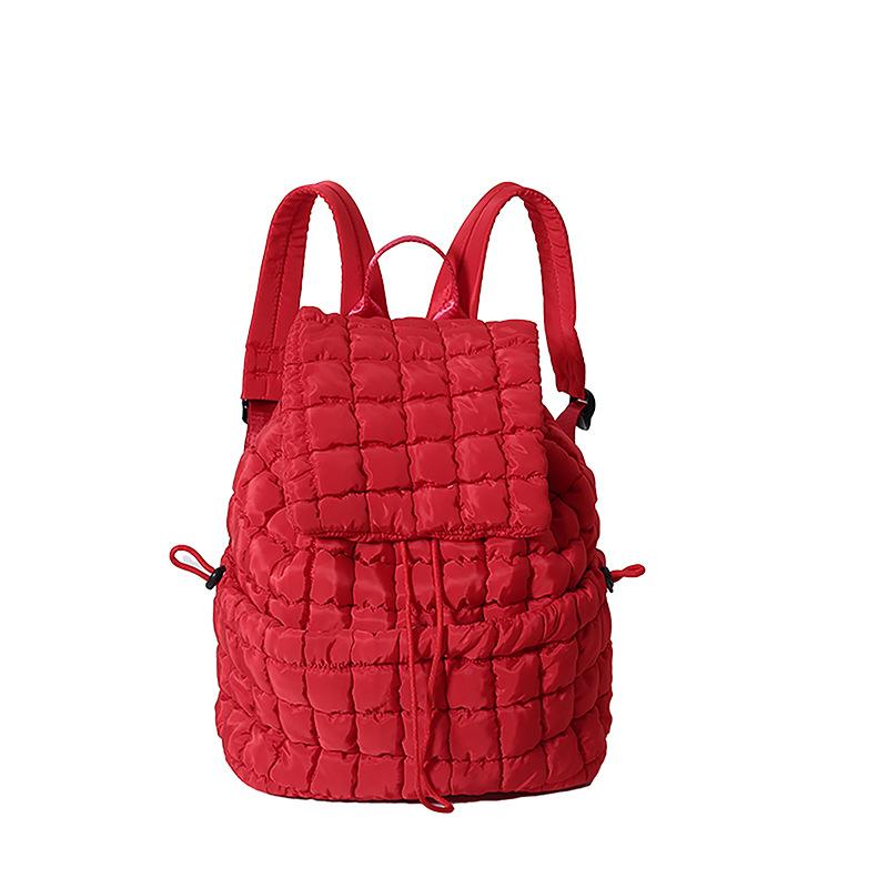 Schoolbag Down backpack Women's new cotton bag Fashion pleated cloud bag Commuter travel Large capacity backpack