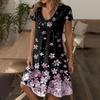 Women's Fashion Summer Casual Short Sleeve Floral Print Dresses