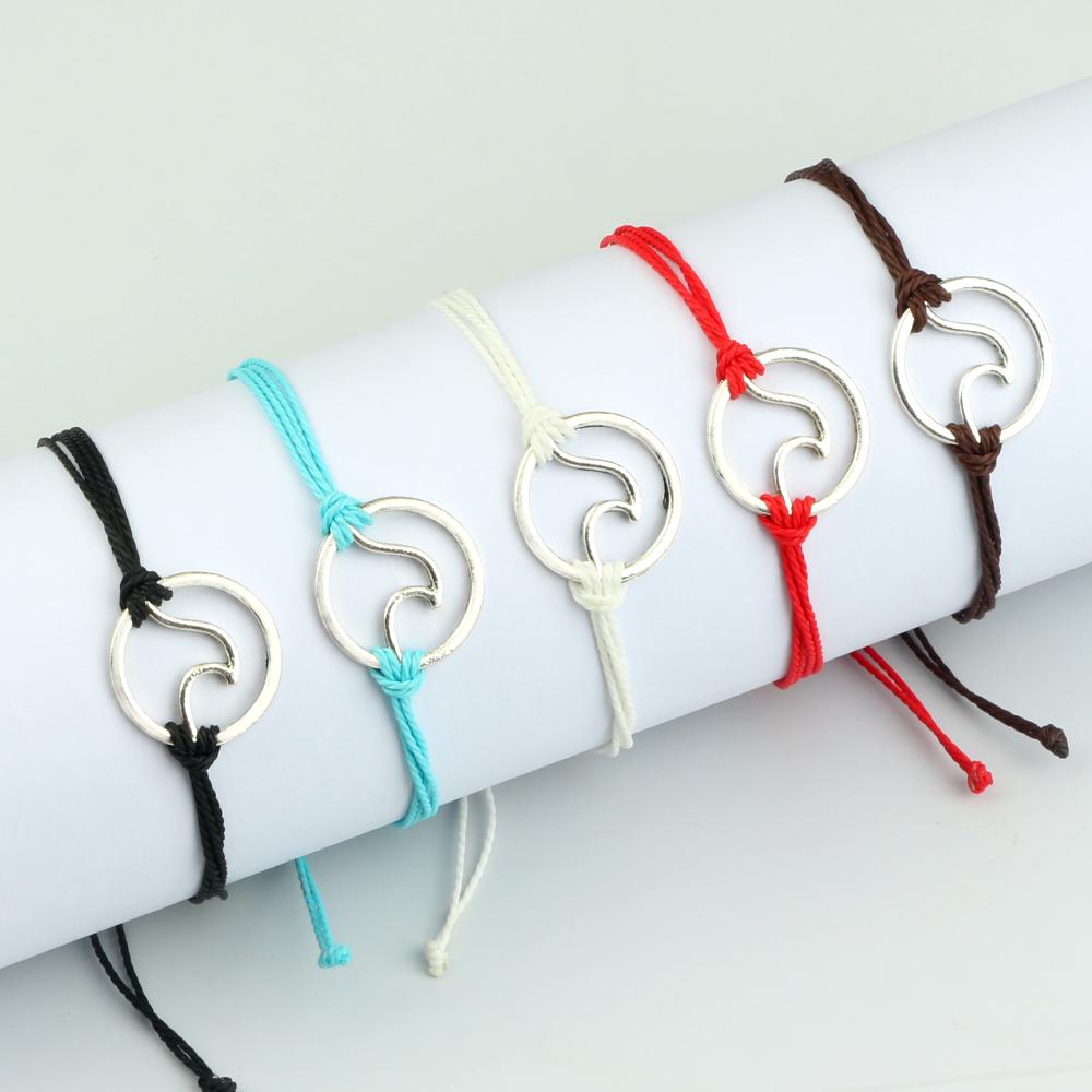 Bohemian Wax Rope Braied Bracelet for Women Men Charm Waves Adjustable Bangles Lucky String Bracelets Friends Gift Wrist Jewelry