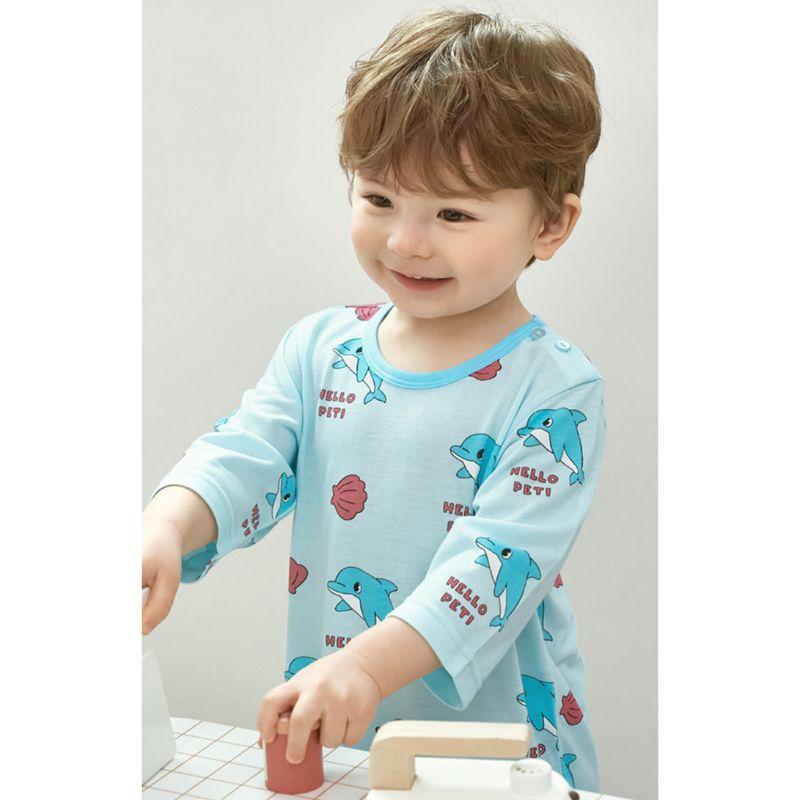 Set Pigiama Estivo Fresco in Rayon per Bambini Coreani Traspirante Morbido Pigiami Dolphin dei Sogni Manica 7/10 Biancheria Intima Bambini 2pz