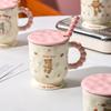 Niedlicher Bärenbecher mit Deckel und Löffel zum Verschenken an die beste Freundin Rosa Mädchen Büroangestellte Tasse Zuhause Frühstückstasse Keramik