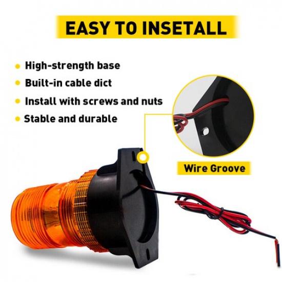 30LED Rotating Strobe Amber Light Rooftop Flash Beacon Warning 12V-24V