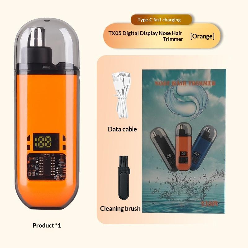 

Usb Rechargeable Nose And Ear Hair Trimmer For Men, Mini Portable Electric Clipper, Quick Charging, Low Noise, Compact, Washable помаранчевий