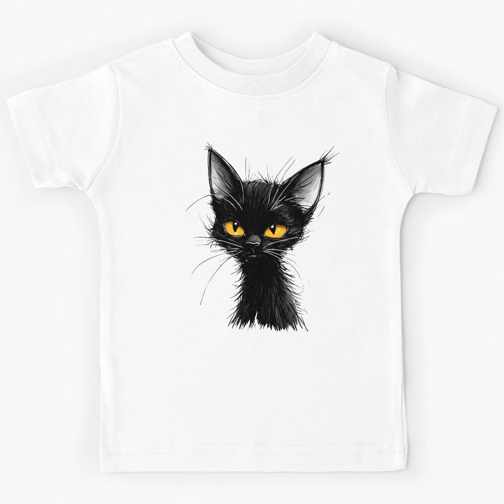 Black Cat Meow Kids T-Shirt 100