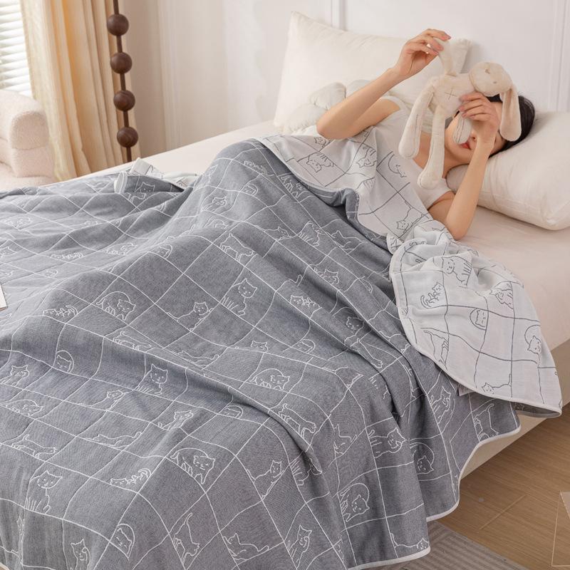 Class A Cotton Six-layer Gauze Throw Blanket Machine Washable Towel Quilt Summer Air Conditioning Cool Quilt Soft Breathable Sofa Cover Blanket Home