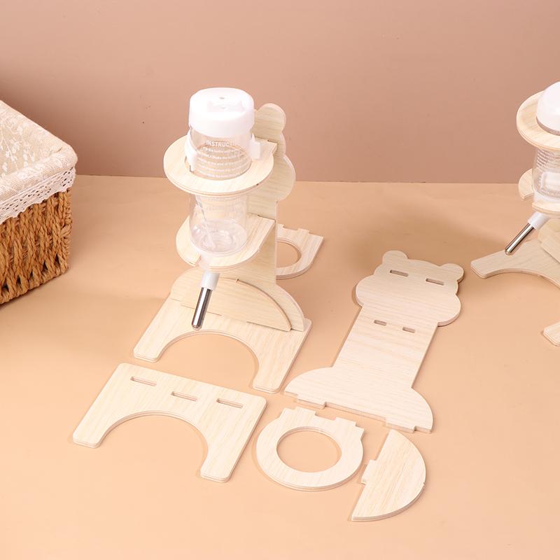 2er Set Hamsterkugel Wasserflaschenhalter Vertikaler Wasserflaschenhalter Massivholzhalterung Blumenzweig Maus Wasserspender