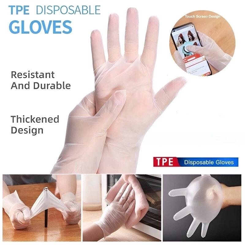 60Pcs/Box Latex Free Gloves Tpe Disposable Gloves Transparent Non-Slip Acid Work Safety Food Grade Household Cleaning Gloves