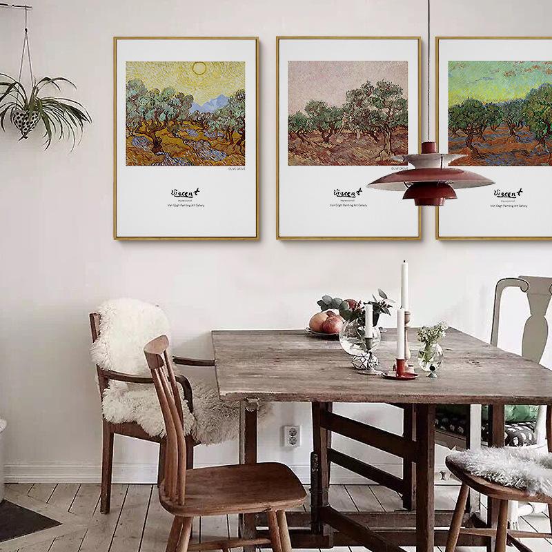 Van Gogh House Decorative Painting High End Retro Home Furnishings European Style Restaurant Olive Tree Posters