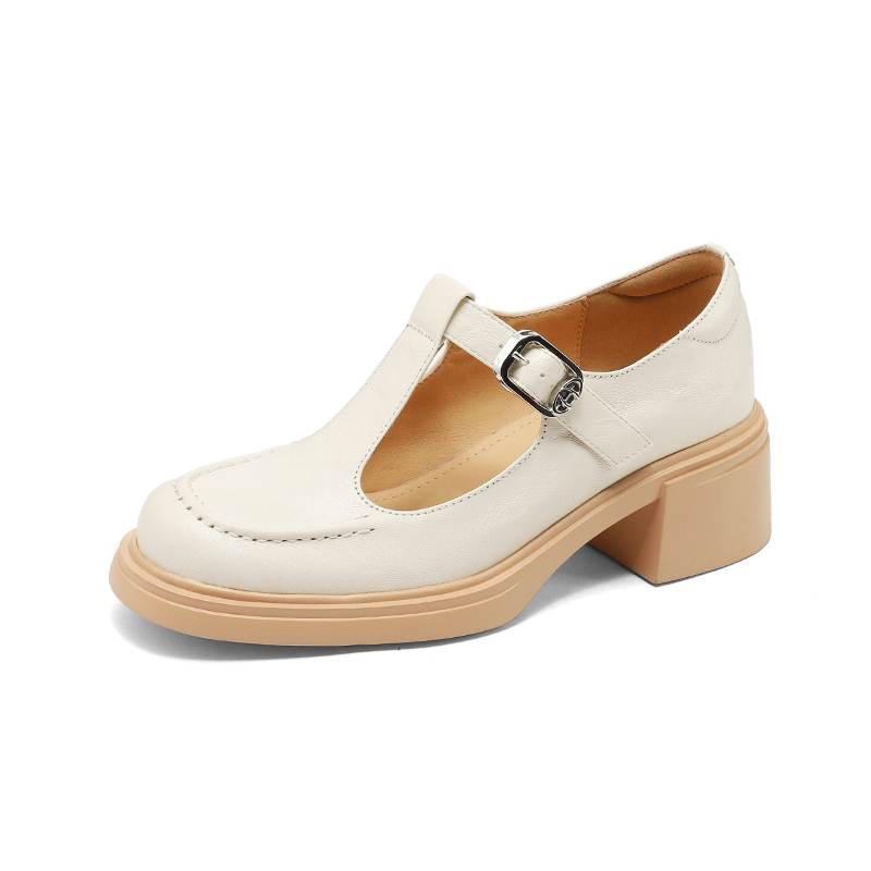 

Krazing Pot Sheepskin Round Toe Size 40 Thick Bottom Chunky Heels Metal Buckle Fashion Loafers Gladiator Autumn Shoes 34 винний