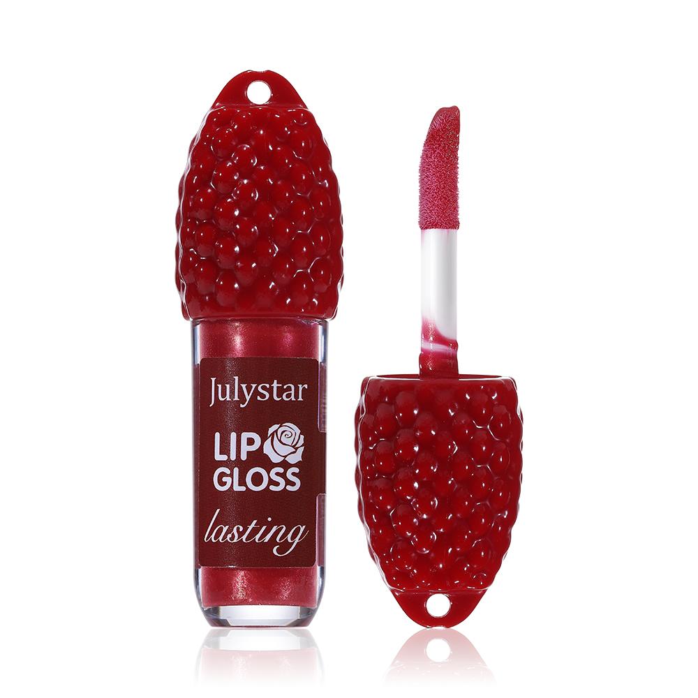 Julystar Himbeer Lippen-Gloss 8ml Feuchtigkeitsspendender Hochglanz Lippen-Glanz Nicht Klebrig Feuchtigkeitsspendend Langanhaltender Glänzender Beeren-Duft Lippen-Make-up für Frauen