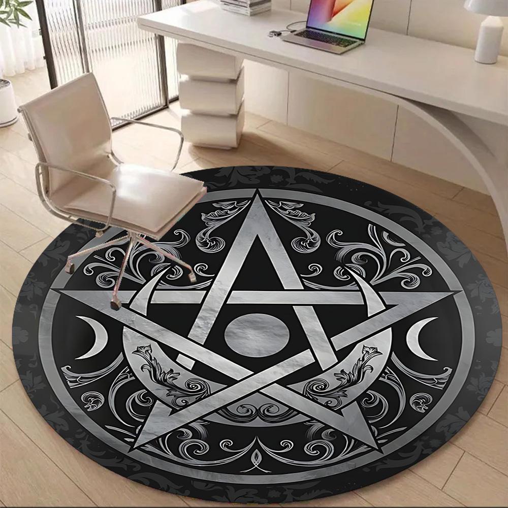 1PC Witchcraft Symbol Office Round Area Rug, Mat Suitable For Office, Under Office Chairs Bedroom Living Room Home Decor, Room Deco