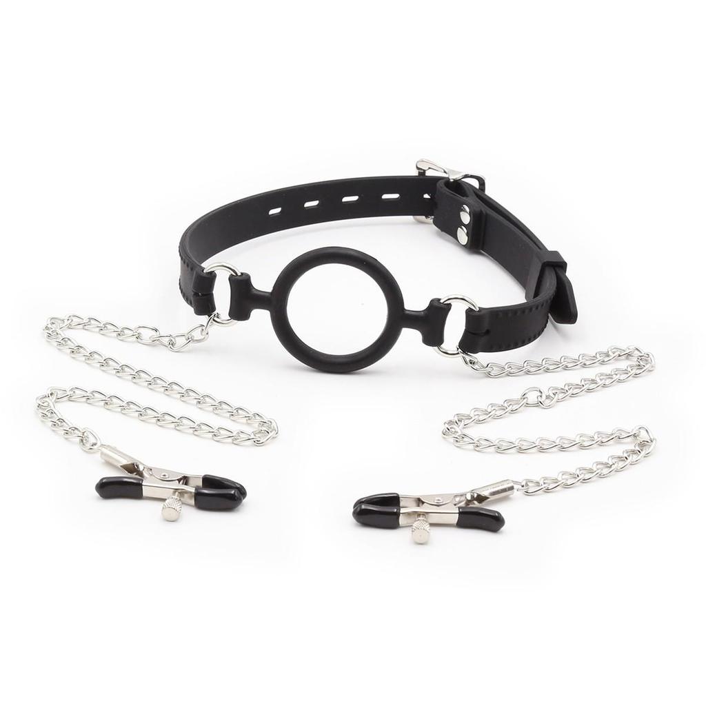SM Erotic Gag Ball Set: Nipple Clamps, Restraints, Muzzle Training Tools for Men and Women