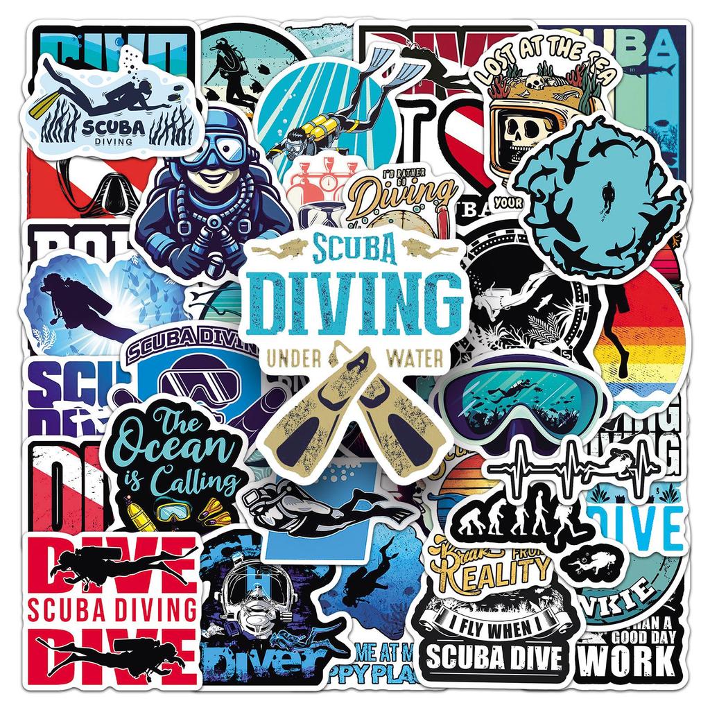 50PCS Extreme Sports Diving Stickers for Helmets & Storage Boxes
