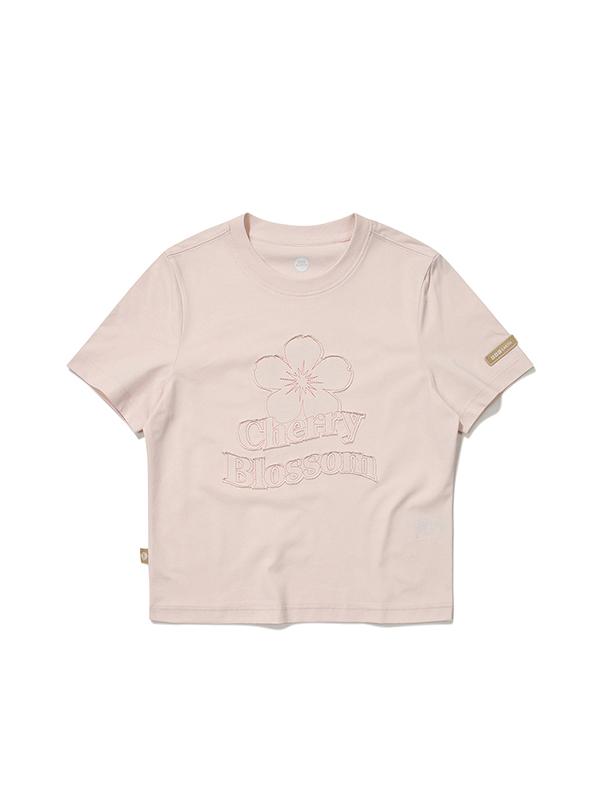 BBC EARTH Stitch Cutoff Short Sleeve T-Shirt_Light Pink