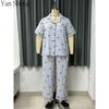 Kadın Pijama Takımı Büyük Beden Yazlık İnce Kısa Kollu Kabarcıklı Kırışık Baskılı Sevimli Nefes Alabilen Ev Giyimi Uyku İçin