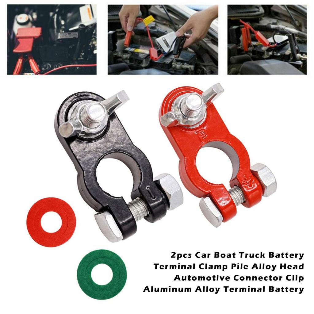 2 Pcs Car Boat Truck Battery Terminal Clamp Pile Alloy Head Automotive Connector Clip Aluminum Alloy Terminal Battery