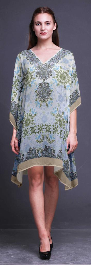 Phagun Womens Short Beach Kaftan Beachwear Bikini Coverup Midi Dress-4X-5X