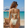 Women S Solid Color Shell Petal Split Bikini Sexy Swimsuit
