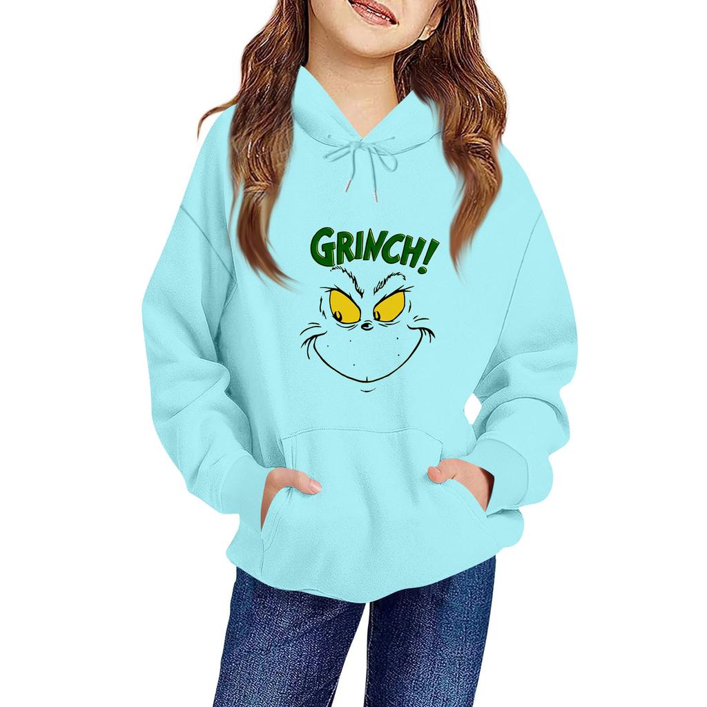 Children's Long-sleeved Loose-fitting Pullover Hoodie With Drawstring And Solid Color