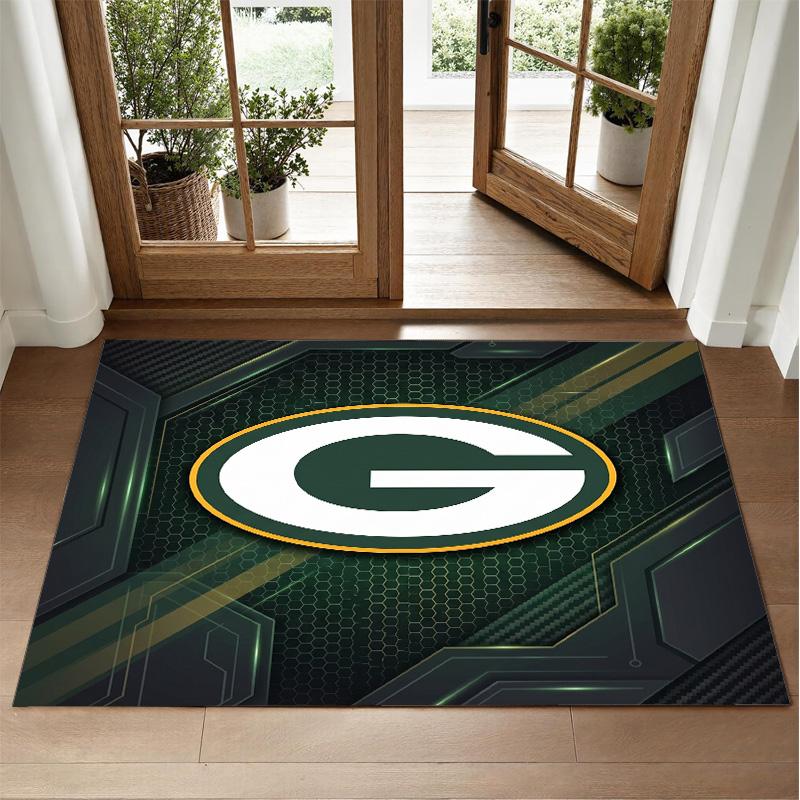 Green Bay Packers Design Crystal Velvet Rug Soft Decorative Mat for Bedroom Entrance