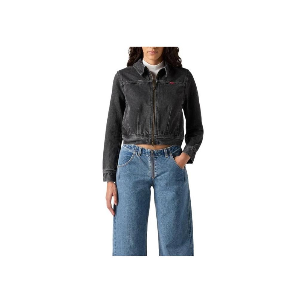 Levis Slim Fit Bunda na zip s dlouhým rukávem Dámské bundy Černá 001W8-0001
