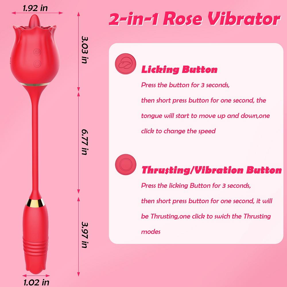 Powerful Rose Toy Dildo Thrusting Vibrator for Women Clitoris Sucker Stimulator Tongue Licking Adults Goods New Sex Toys Female