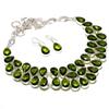 Peridot Pear Shape Gemstone Jewelry Set Handmade Beautiful Gift Necklace Earring