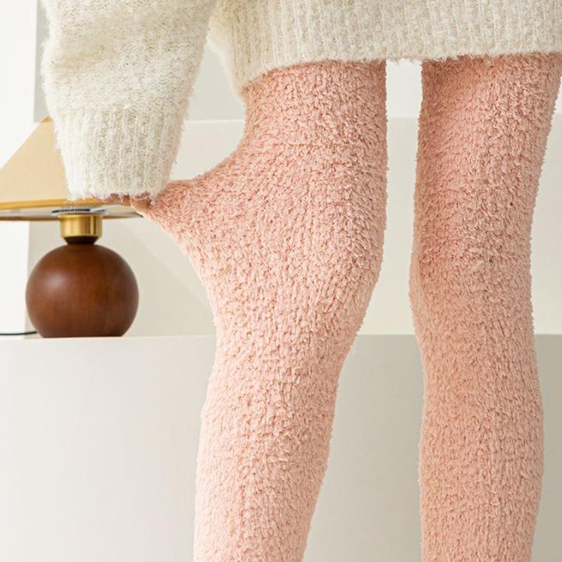 Coral Fleece Sleep Bottoms Women Winter Thicken Warm Skinny Casual Plus Velvet Sleepwear Ankle-length Trousers Simple Cozy Daily