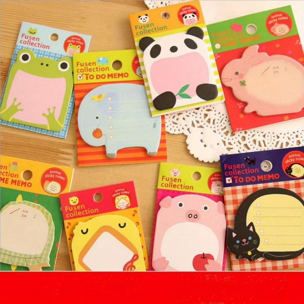 Cute Cartoon Animal Sticky Notebooks, Creative Animal Cluster Design, Mini Memo Pads, Message Reminder Notebooks